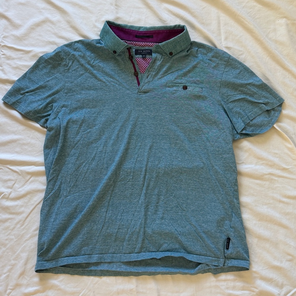 Ted Baker Teal and Purple Polo Shirt